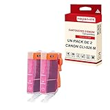  NOPAN-INK - x2 Cartouches Compatible pour Canon 526 XL 526XL Magenta Canon Pixma IP 4850 IP 4950 IX 6500 Series IX 6550 MG 5150 MG 5250 MG 5300