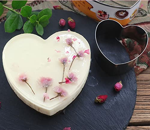 Onepine Pack Of 3 Mousse Rings Stainless Steel, Baking Mold Heart-Shaped Dessert Rings, Cake Ring Cutter For Mousse Cake Cream Chocolate #TOP3