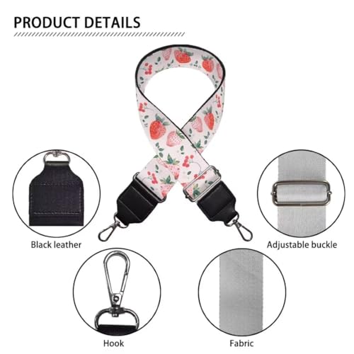 Image of Coldinair Strawberry Luggage Straps Bag Strap Wide Adjustable Belt Travel Accessories Suitcases Bags Straps, Purse Straps Replacement Crossbody