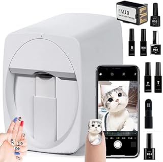 Mobile Nail Art Printer Kit - 3D Digital Nail Printing Machine for Home Salon, 2400 DPI Resolution, Automatic White Identi...