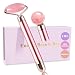 Upgrade 2 in 1 Vibrating Jade Facial Massager Roller, Electric Rose Quartz Eye Face Roller for Anti-aging Reducing Wrinkles Slimming and Firming Skin