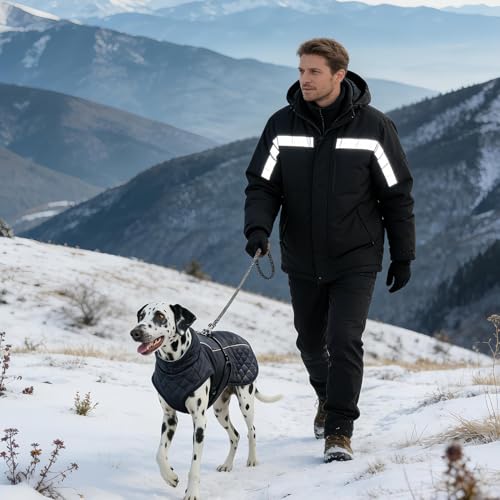 Abrigo para perros con material aislante y chaleco reflectante para esquí y paseo 4