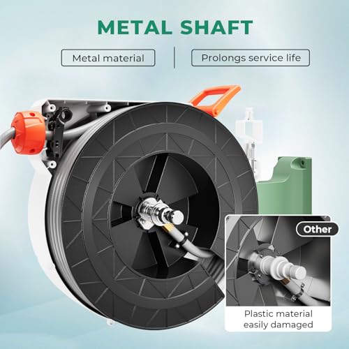 HIRALIY Retractable Garden Hose Reel 1/2'' x 100 ft + 6 ft, Super Heavy Duty, Any Length Lock, Automatic Rewind, Wall Mounted and 180° Swivel Bracket
