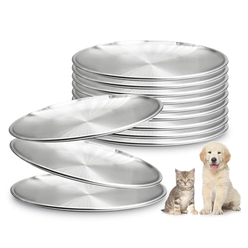 Fhiny 12 PCS Stainless Steel Cat Dish Set, 5.5