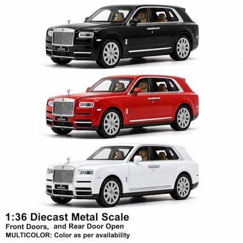 Image of Umadiya Rolls Royce Cullinan 1:36 Scale Model Car Exclusive Alloy Metal Car Die-cast Scale Model Pullback Toy with Openable Doors & Light Music Best Gifts Toys Kids【Colors as Per Stock】