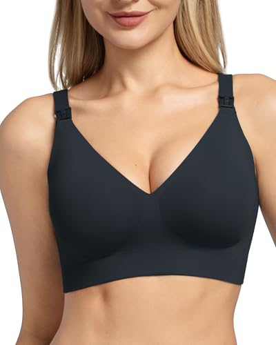 Momcozy CoolFit Nursing Bras for Breastfeeding, Ultra Stretch Seamless Jelly Strip Maternity Bra, Cooling Wireless