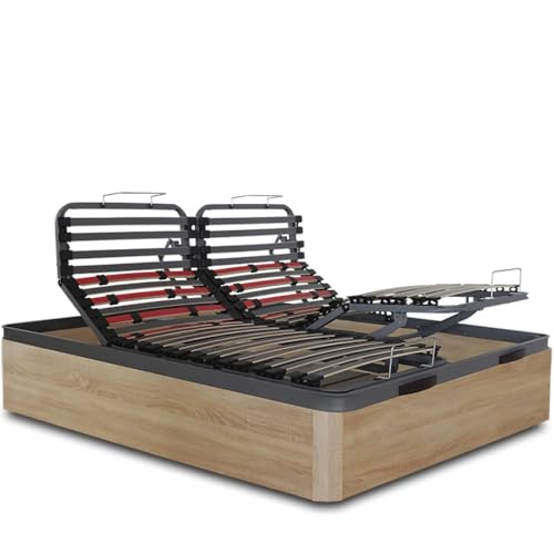 Ventadecolchones - Canapé Abatible de Madera Articulado con Mando Inalámbrico | Color Cambrian - 150 x 190 cm (1 canapé, 2 Camas Independientes) | con Subida y Montaje