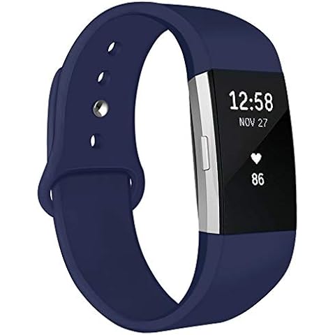 Kmasic Compatible for Fitbit Charge 2 Strap, Soft Silicone Replacement Strap Adjustable Sport Bands Wristband Accessories for Fitbit Charge 2 fitness Smartwatch, Women Men, Large Cover