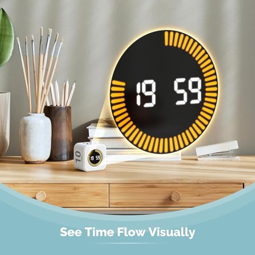 Image of 2 Pack - KADAMS Pomodoro Cube Timer Productivity Visual Timer - 5 /10 /25 /50 Min Rotating Countdown (2, White)
