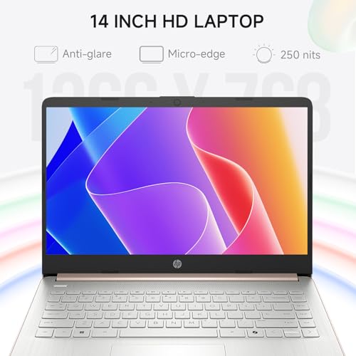 Image of HP 2026 14 Laptop Computer Student Business, Copilot AI, Intel N150, 16GB RAM, 512 GB Storage(128GB UFS+256GB MSD+128GB UFD), 1-Year Office 365, WiFi 6, Ultralight, Portable, Windows 11 Pro, Rose Gold