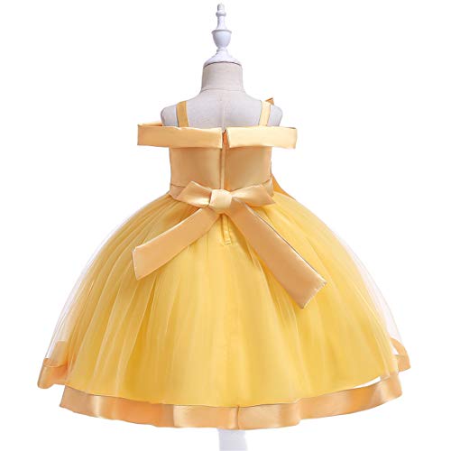 Easter Dresses For Girls 7 8 T Special Occasion Party Dress 7 Years Old Sleeveless Beaded Ball Gowns Fancy For Children Knee Length Purple Tutu Dress For Girl Size 8 Vintage Dresses (Yellow 140) #TOP2