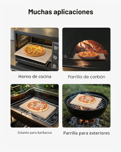 Miniatura 6 de Vevor Piedra Para Hornear Pizza De 508 X 355 Mm, Rectangular De Cordierita, Placa Extragrande Con Raspador, 17 Mm De Grosor, Resistente Al Calor, Apta Para Cocina, Horno, Pan, Pizza Y Parrilla