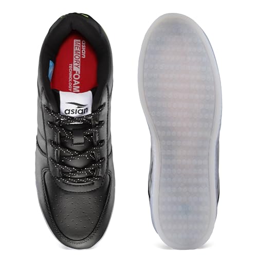 Image of ASIAN Men's Led Light High Glowing Dancing Multicolour Changing White Casual Sneaker Shoes with USB Cable Charging Shoes for Men's & Boy's Disco