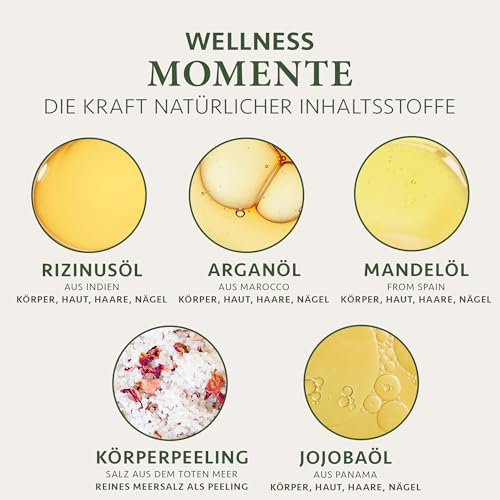 Satin Naturel Verwöhnendes Geschenkset mit Bio Arganöl, Rizinusöl, Mandelöl, Jojobaöl & Body Scrub aus Totes Meer Salz – Luxus-Geschenkbox Naturkosmetik – Geschenk für Frauen