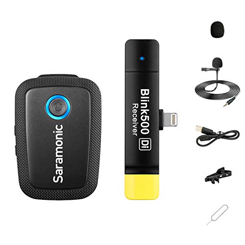 Saramonic Blink500 B3 Sistema de micrófono inalámbrico Lavalier con micrófono Integrado, transmisor de Doble Canal Certificado MFi, Receptor de Conector Lightning Compatible con iPhone iPad