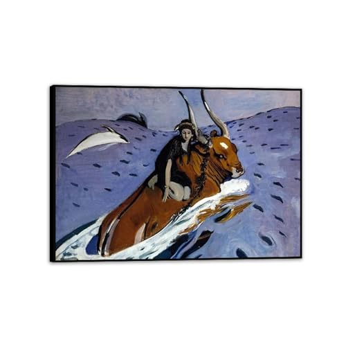 Toile Valentin Serov Enlèvement d'Europe - Cadre Noir Décoration Salon 85x60cm
