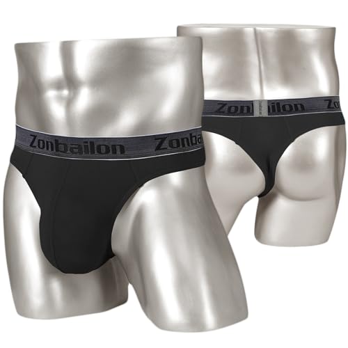 ZONBAILON Men's Thong G-Strings Underwear Pouch Sexy Low Rise Bikini T Back 3Pack M L XL 2XL2