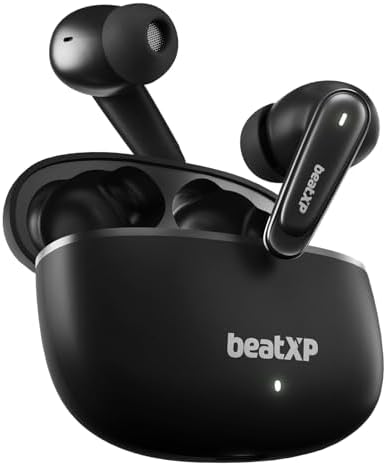 beatXP Wave Xpods Bluetooth True Wireless in Ear Buds with 50H Playtime,Quad Mic Enc Tech,40Ms Low Latency Mode for Gaming,Type C Earphone with 11Mm Drivers,Ipx5,Bt V5.3,Touch Control(Black)