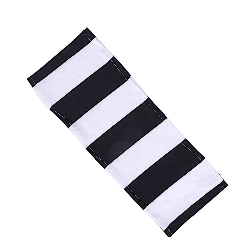 Balsa Circle 5 Black White 5x14 in Striped Spandex Stretchable Chair Sashes Wedding Party Events Reception Home Decoration Supplies