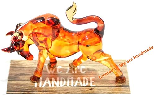 Handmade Mini Bull Art Glass Blown Wild Animal Figurine - Collection Y2016 #TOP5
