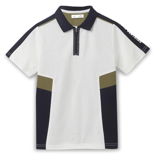 Image of Alan Jones Clothing Boys Cotton Blend Regular Fit Colorblock Polo T-Shirt