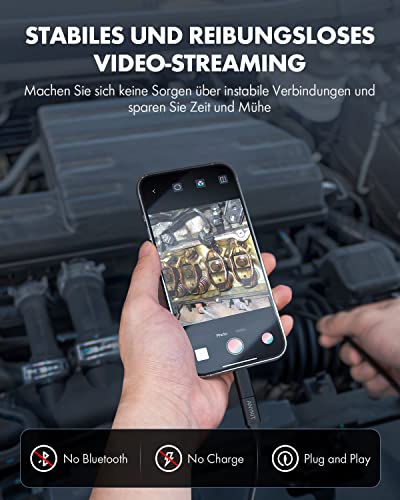 Anykit EndoskopKamera, USB-Inspektionskamera mit 8 LED-Lichtern, Boreskop mit 10 Meter halbstarrem...