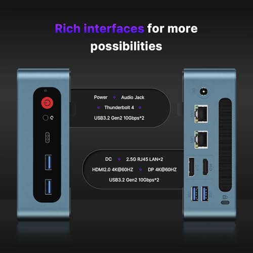 Image of BOSGAME P2 Plus Mini PC, 12th Intel i7-12700H Mini Computers, 32GB DDR5, 512GB PCIe SSD, 4K Triple Display & USB4, RJ45 Dual LAN & Wi-Fi 6E & BT5.2, Desktop Computers for Home, Office, Design