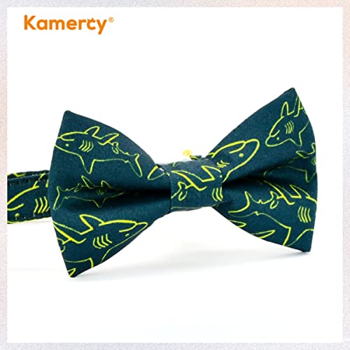 Kamercy Cat Collars Bow, Navy Shark Cat Collars Bow With Charms And Bell, Safety Breakaway Cat Collar, Cute Cat Outfits, 6-10 Inches #TOP7