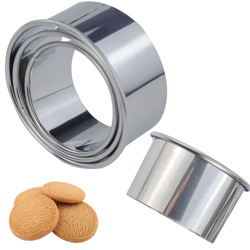 Lot de 4 emporte-pièces ronds en acier inoxydable - 3 tailles - Argenté - Avec bords roulés - Outils de cuisson pour pâtisseries, fondants, gâteaux, beignets, biscuits
