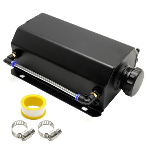 Tanque de refrigerante de 2 L en aluminio negro con depósito de desbordamiento