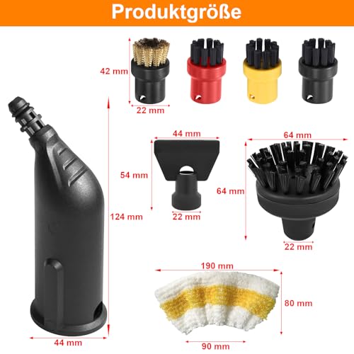 YATOSEEN 10 Pcs Dampfreiniger Zubehör Set für Kärcher Dampf Reiniger Easyfix SC1 SC2 SC3 SC4 SC5 Runde Pinsel Düse Borsten Pinsel Mundstück Ersatzteile