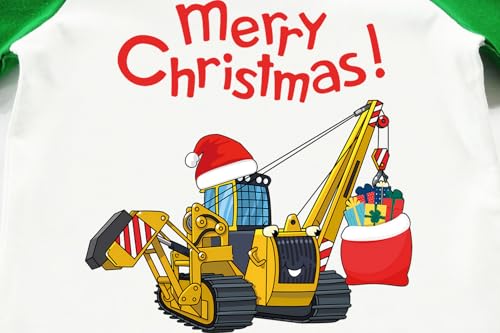 Image of Tkria Boys Girls Christmas Shirts for Kids Deer Monster Truck Excavator T-Shirt Long Sleeve Sweatshirt Toddler Tee Top 2-10T