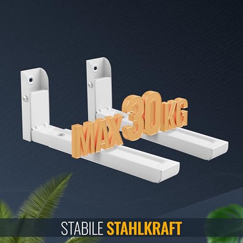 RICOO Mikrowellenhalterung Anschluss Sets für Mikrowellen Wand Halter Wandhalterung Unterbau WM0106 Halterung Mikrowellenregal Stand Regal für Küche, 2 Stück (Paar) Weiß