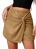  seiveini Jupe en Velours Femme Hiver Courte Mini Jupes Short d\'hiver Élégant Moulant Taille Haute A Jaune L