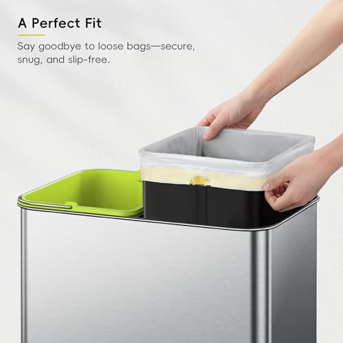 Image of EKO 9.3 Gallon / 30-35 Liter Drawstring Trash Bags, 60 Count Heavy-Duty Tall Kitchen Garbage Can Liners, Extra-Strong Leak-Resistant, Unscented, White, Code K