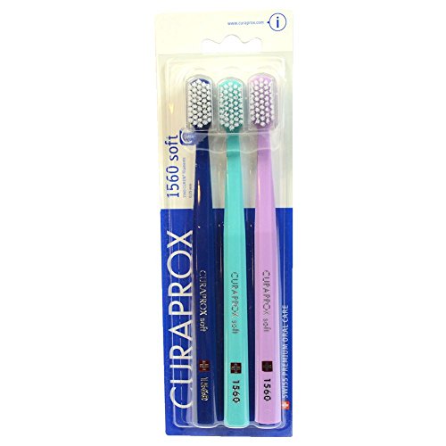 Curaprox Swiss 1560 Soft Toothbrush 0.15mm Assorted Colors (3 PACK)