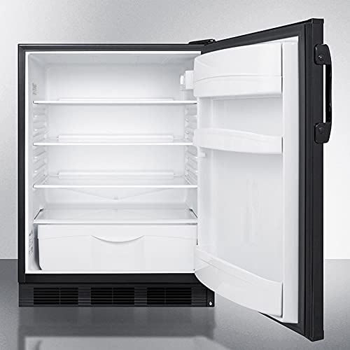 Summit 24" Refrigerator, Peak24, Built-In Fridge, Undercounter, 5.5 cu.ft. Capacity, Black - FF6BKBI7ADA on Fridge.com