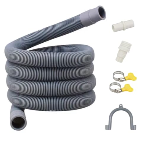 Universal Drain Hose Adapter Kit for Washing Machine & Dishwasher Includes Connector, Clip, Clamp 1M Extension Pipe for Washer Outlet