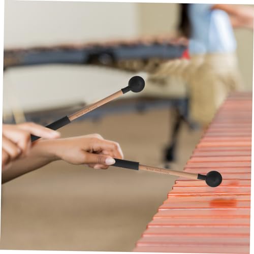 Toyvian 2 piezas baquetas de tambor de lengua con mango de madera para instrumentos de percusión, diseño para marimba y sesiones de práctica musical miniatura 5