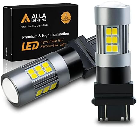 Alla Lighting 2pcs Super Bright 2000lms 6000K White 3156 3157 LED Bulbs, Back-up Reverse Lights Replacement, New 3035 27-SMD LEDs 3056 3156K 3157K 3057 3047 4114 3457 3456