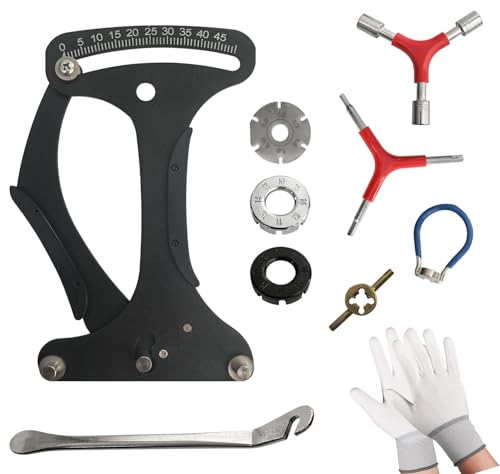 SUGOOE Bicycle Spoke Tension Meter Wrench Repair Tool Set, 9pcs Portable Bike Spoke Adjustment Tool Kit for Bike Repair