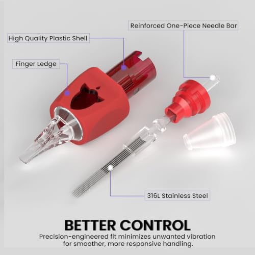 Image of Wormhole Tattoo Needles Rocket 17M1 Needle Cartridge #10 Bugpin 17 Magnum Tattoo Cartridge Needles 20PCS Disposable Finger Ledge Cartridges 3.5MM Taper for Tattoo Gun Tattoo Supplies 1017M1