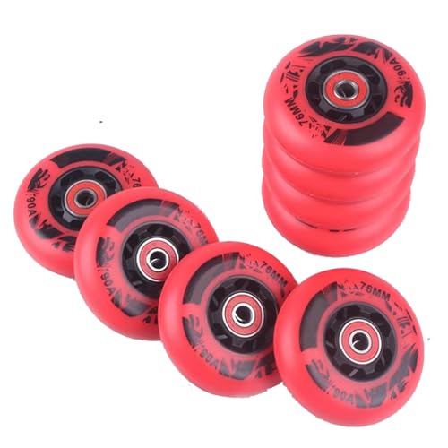 Roues en ligne 76mm 90A rouge pour réparer les roulettes de valise usées