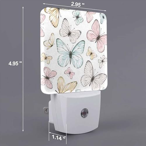 Image of LED Night Light,Retro Tropical Summer Butterflies LED Night Light Plug into Wall with Dusk to Dawn Light Sensor White Energy Efficient Nightlight for Bedroom Hallway Living Room Kitchen