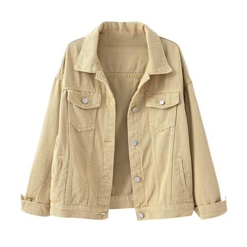 Chaqueta Vaquera Mujer Abrigo Botones de Metal Abrigos Solapa Chaqueta Ultraligera Chaquetas Entretiempo Cazadora para Mujer Cazadoras Cortavientos