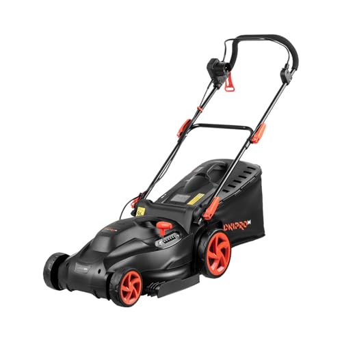 Cortacésped Eléctrico con Cable 38N - Motor 1600W 3700rpm Corte 38cm 6 Alturas 20-70mm - Cesta 45L Protección Sobrecarga y Antisobrecalentamiento | por Dnipro-M