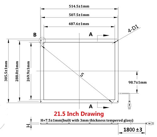 Image of 21.5 Inch Multi Points IR Touch Screen, Infrared Touch Screen Panel, USB Free Driver with Tempered Glass for Kiosks, Touch Screen Monitor, Interactive Device Machine