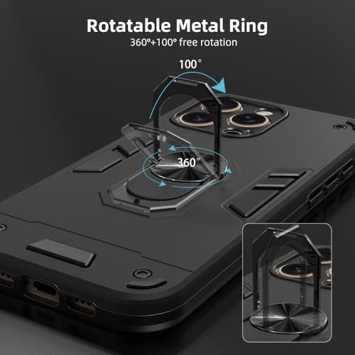 Image of NDCOM for iPhone 16Pro Max Cover | Premium Protective iPhone 16 Pro Max Case | Optimal Fit and Style | 16 Pro Max Case | Ring Holder Case Black