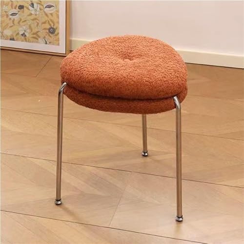 Versatile Stackable Metal Stool - Stylish Vanity & Dressing Chair with Wide Seat, Floor-Friendly Pads, Space-Saving Design for Living Room, Office, Brown