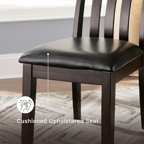 Image of Signature Design by Ashley Haddigan Faux Leather Cushioned Rake Back Dining Chair, 2 Count, Dark Brown